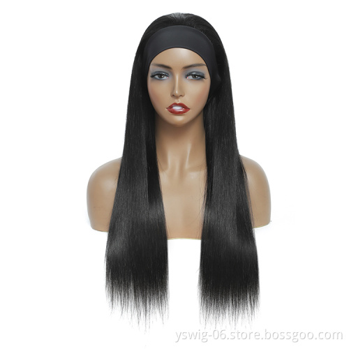 2021 Hot Sale Silky Straight Headband Wig for Black Women Human Hair None Lace Machine Made Wigs